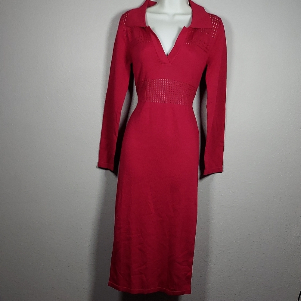 Elegant Red Long Sleeve Dress